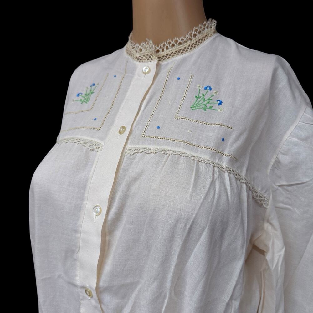 Ivory Cotton Embroidered Nightgown Chemise